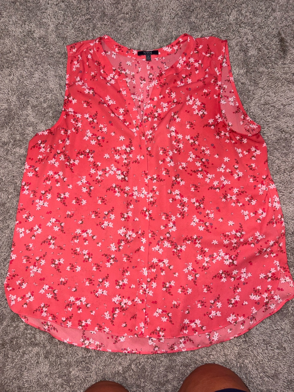 NYDJ Coral Pink Floral Sleeveless Blouse